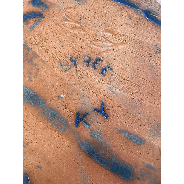 1980s 1980‚Äôs Blue Low Bowl /Plate by Bybee Kentucky Pottery Signed For Sale - Image 5 of 6