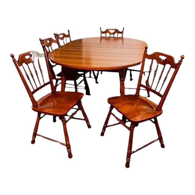 1950s Tell City Andover Maple Extension Dining Table Set 6 Chairs For Sale