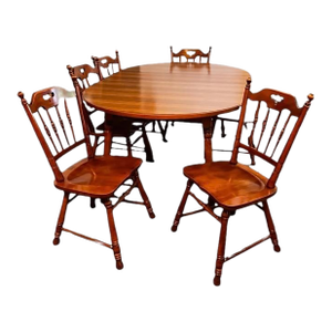 1950s Tell City Andover Maple Extension Dining Table Set 6 Chairs