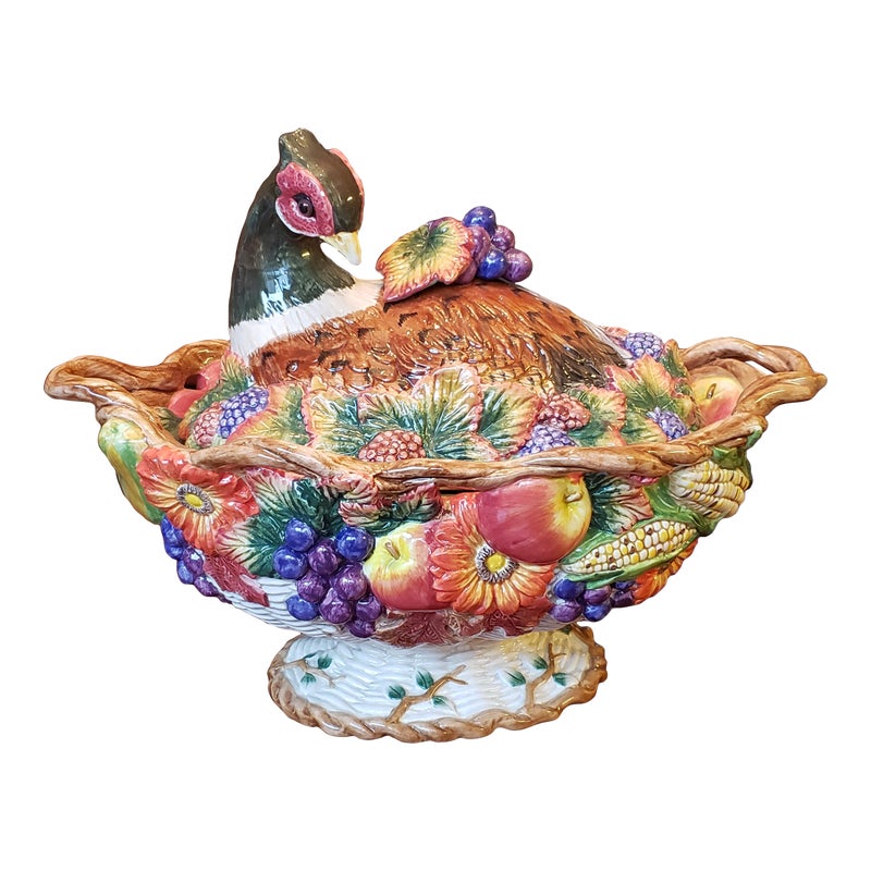 Late 20th Century Fitz & Floyd Autumn Bounty Pheasant Tureen