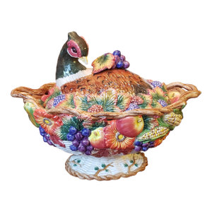 Late 20th Century Fitz & Floyd Autumn Bounty Pheasant Tureen