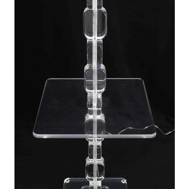 Vintage Mid Century Lucite Floor Lamp Side Table For Sale - Image 6 of 9