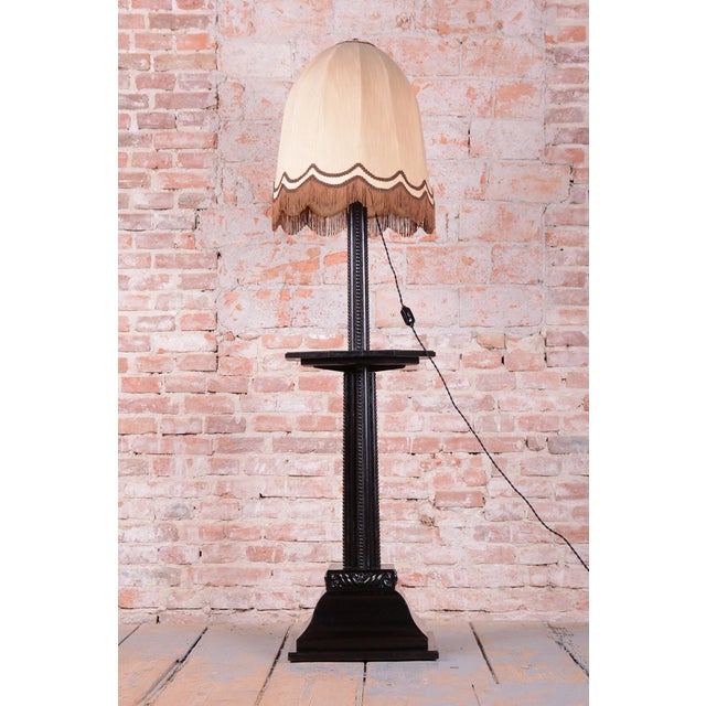 Beige Art Deco Floor Lamp in Beech and Oak, Czech, 1910s For Sale - Image 8 of 14