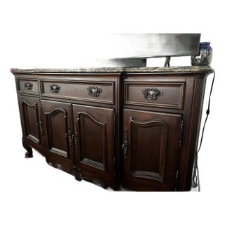Vintage Bernhardt French Provincial Marble Top Sideboard Credenza Buffet For Sale