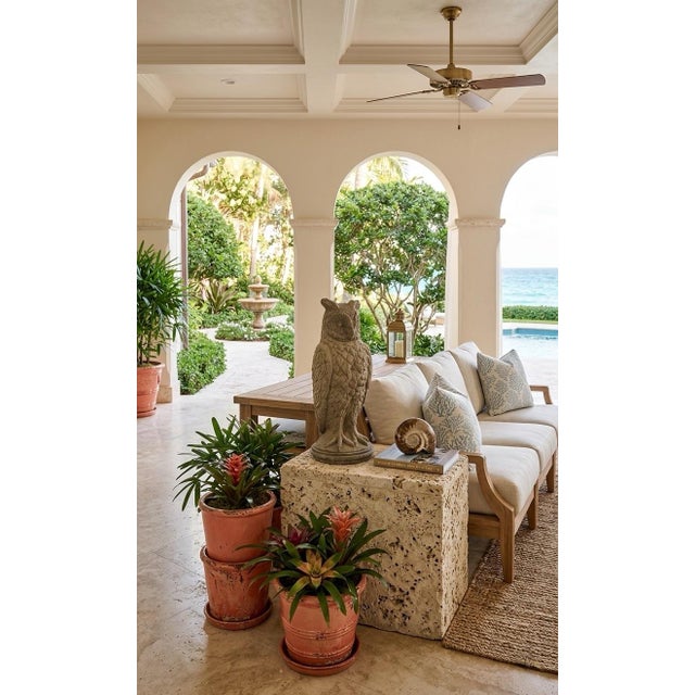 Taupe Mid-Century British Cast Stone Great Horned Owl Garden Statuary For Sale - Image 8 of 9