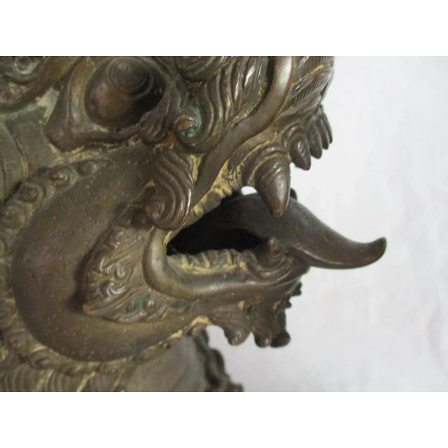 Antique Nepalese Bronze Buddhist Lions - a Pair For Sale - Image 12 of 12