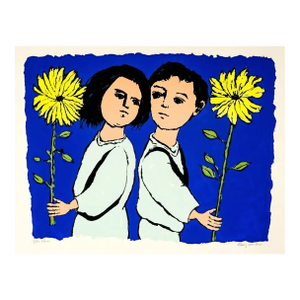 1960s Frank Kleinholz Yellow Flowers Serigraph