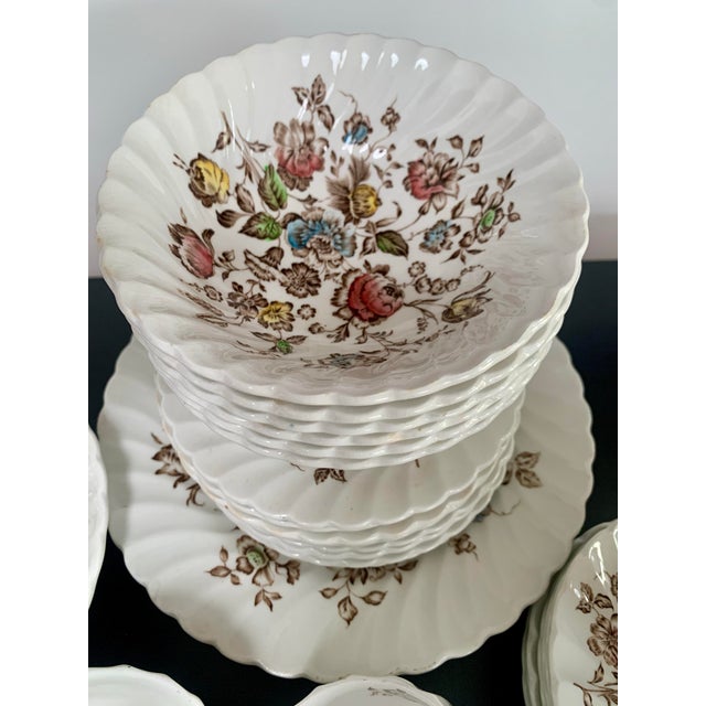 English Staffordshire Bouquet by Johnson Brothers - Set of 45 For Sale - Image 3 of 7