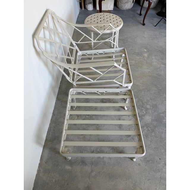 Mid-Century Modern Brown Jordan Calcutta White Aluminum Outdoor Furniture - Set of 3 For Sale - Image 3 of 18