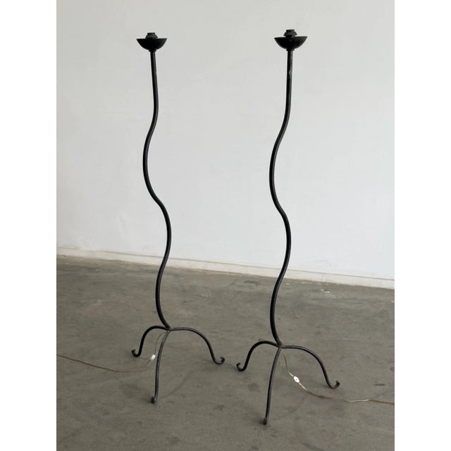 1990s The Wrought Sinuous Floor Lamps - (Sold Separately) - a Pair For Sale - Image 12 of 14