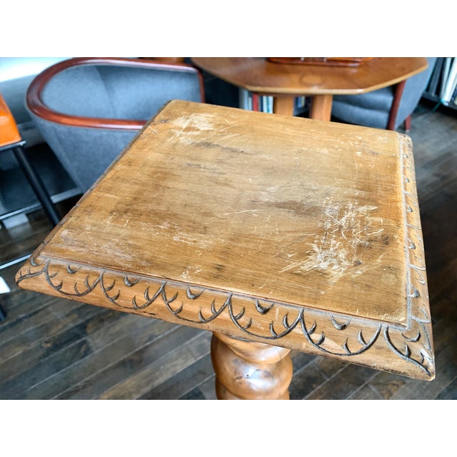 Antique Carved Elm Pedestal For Sale In New York - Image 6 of 10