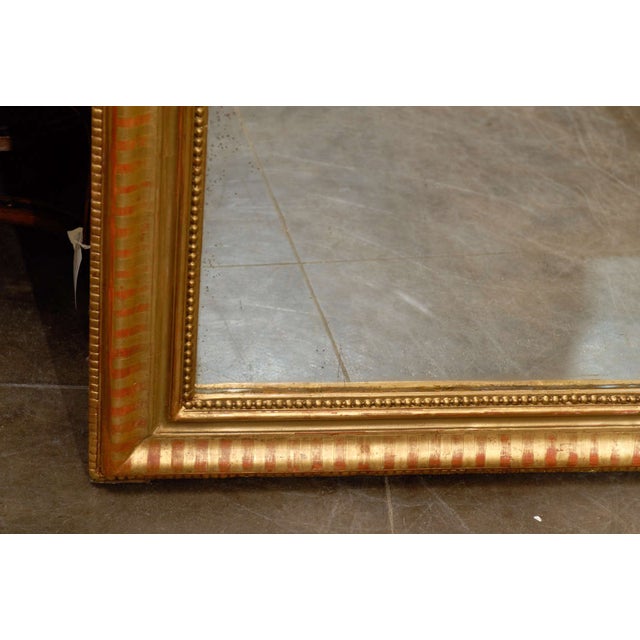 Metal Late 19th Century Large French Gilt Louis Philippe Style Mirror For Sale - Image 7 of 8
