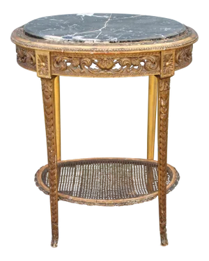 Mid 19th Century Louis XVI French Heavily Carved Giltwood/Gesso Occasional Table