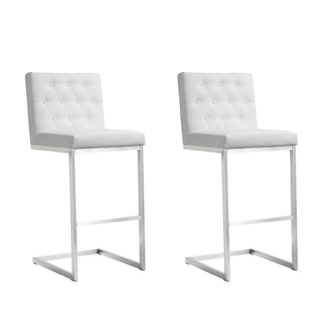 Helsinki White Steel Bar Stools - Set of 2 For Sale - Image 12 of 12