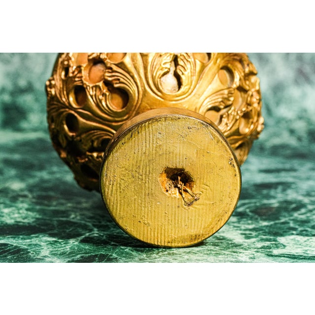 Beautiful Antique Ornate Gold Decorative Ball Orb Home Decor Art Decorative Object Architectural Salvage For Sale - Image 10 of 10