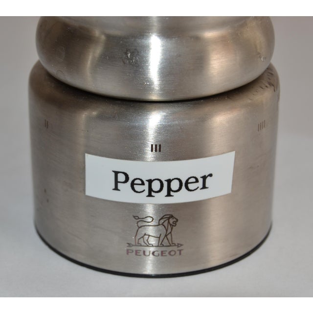Large Peugeot Paris Stainless Steel Bistro Pepper and Salt Mill For Sale - Image 16 of 17