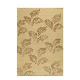 Rug & Kilim's Block Print Flatweave Rug with Beige-Brown Floral Patterns - 8x10 For Sale