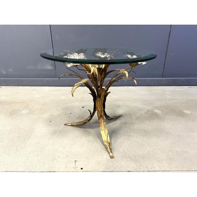Vintage Gilt Metal Flower Side Table, 1960s For Sale - Image 10 of 11