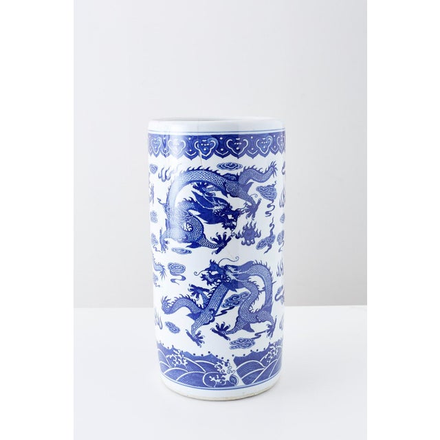 Chinese Blue and White Porcelain Umbrella Holder Chairish
