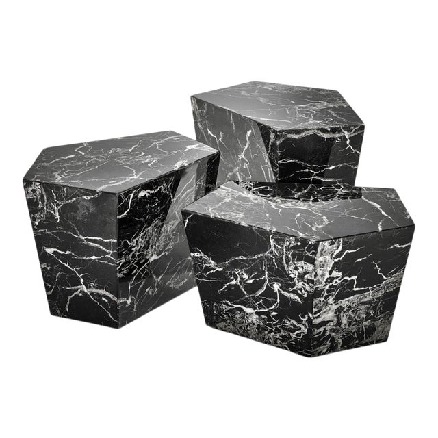 Eichholtz Prudential Black Marble Coffee Table, Set of 3 Chairish