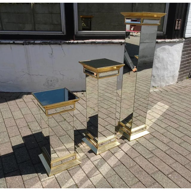 Mid-Century Hollywood Regency Mirrored Columns from Deknudt Belgium, Set of 3 For Sale - Image 11 of 16