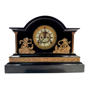Antique Ansonia Black Mantel Clock “Verona” Model With Open Escapement