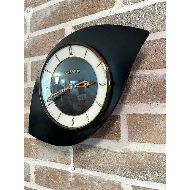 Vintage French Bayard Asymmetrical Wall Clock, 1960s For Sale - Image 4 of 6