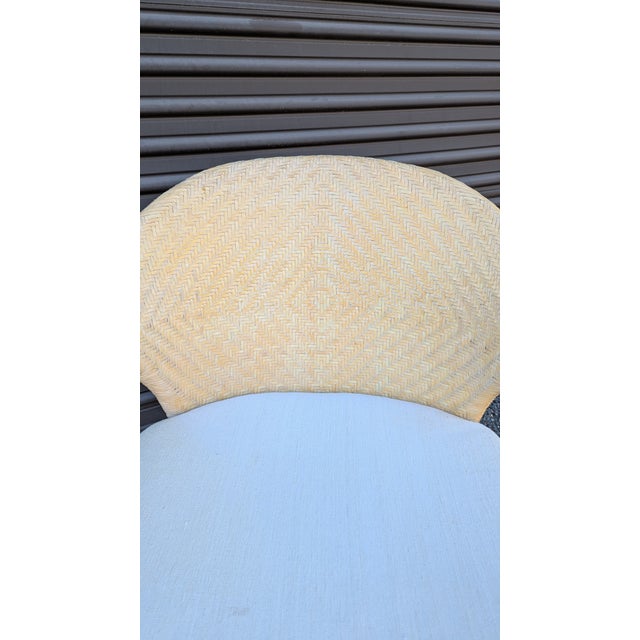 Late 20th Century Cream Woven Leather Arm Chair With Linen Cushion by Preview For Sale In San Francisco - Image 6 of 9