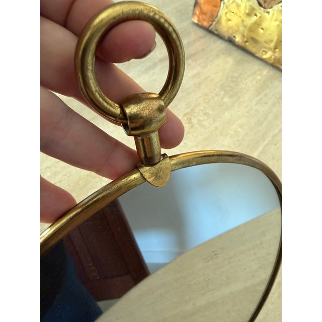 Italian Brass Oval Mirror Articulated Hanger For Sale - Image 9 of 14