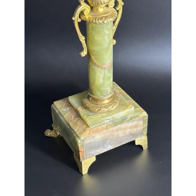 Metal Mid-19th Century Brass 4-Arm Candelabra with Onyx Bases For Sale - Image 7 of 11