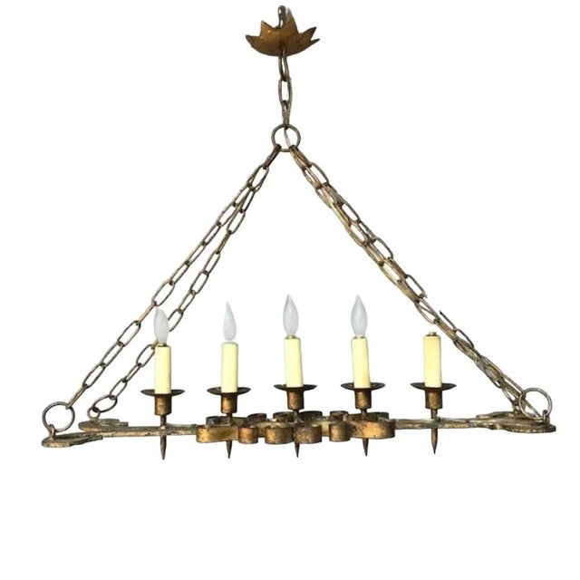 Metal 1900s Castle Entry Chandelier Hanging Light Lighting For Sale - Image 7 of 7