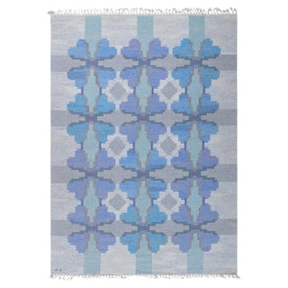 Doris Leslie Blau Vintage Swedish Flat Woven Rug by Judith Johansson For Sale