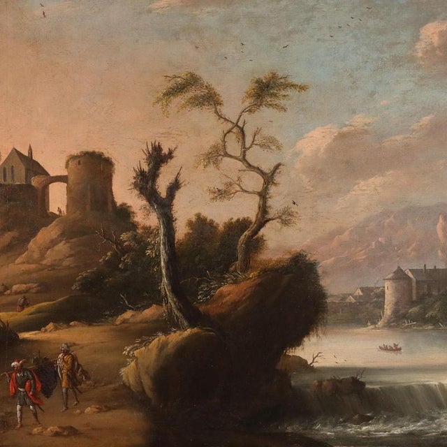 Landscape Composition, 18th Century, Oil Painting on Canvas, Framed For Sale - Image 3 of 12