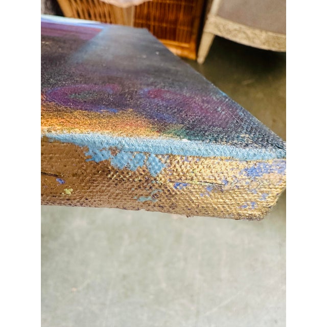 Abstract Expressionism Signed Vintage Oil on Canvas Painting For Sale - Image 3 of 5