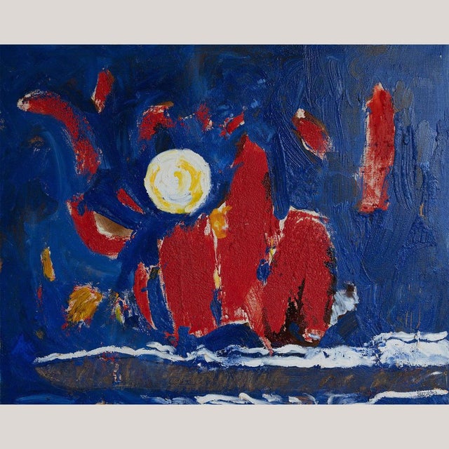 Blue Isabel Serrahima, Moonlit Seascape, Oil Painting For Sale - Image 8 of 8