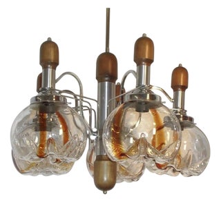 Murano and Chrome Glass Chandelier from Mazzega, 1960s For Sale