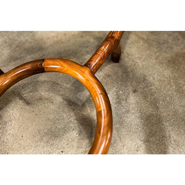 Wood Round Coffee Table in Caviúna Wood & Glass by Giuseppe Scapinelli, Brazil, 1950s For Sale - Image 7 of 16
