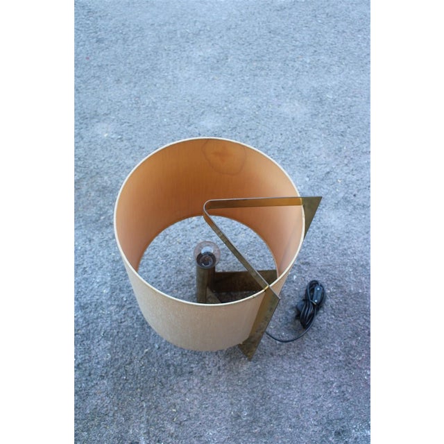 Brass and Fabric Table Lamp by Giuliana Gramigna, 1970s, in Good conditions. Designed 1970 to 1979 This piece has an...