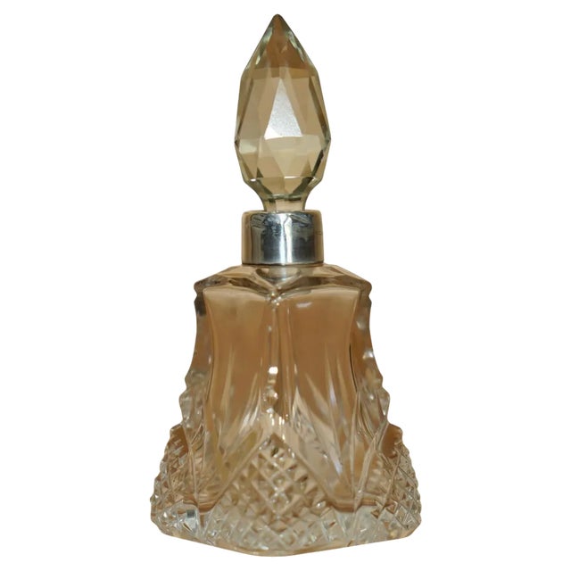 Antique Sterling Silver Perfume Bottle in Cut Crystal from Henry Perkins & Sons, 1905 For Sale