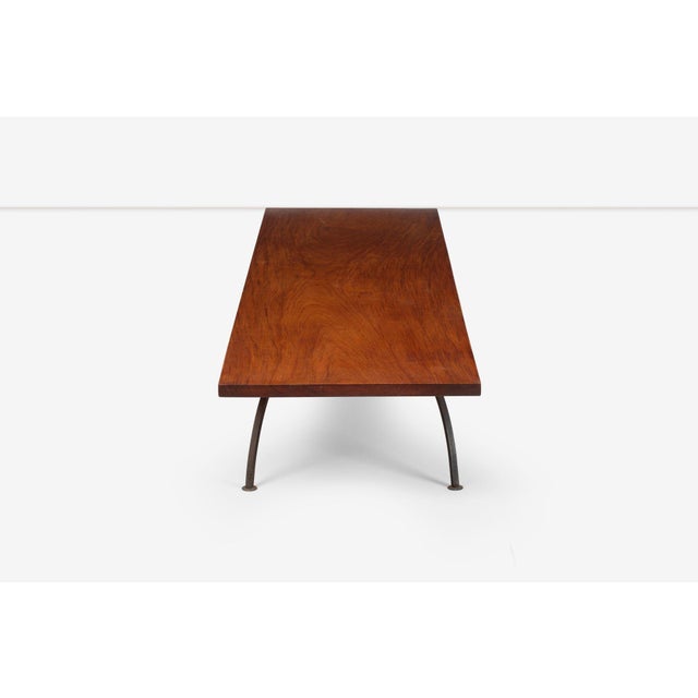 Wood Arthur Espenet Carpenter Wrought Iron Coffee Table in Narra Wood 1960 For Sale - Image 7 of 11