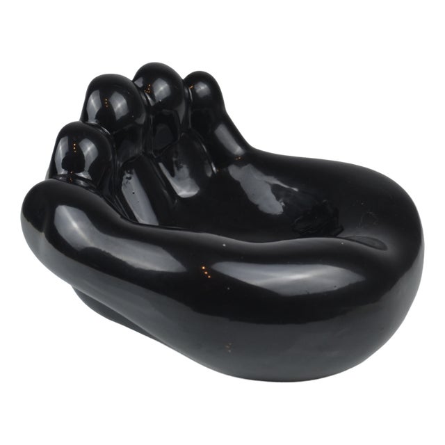 Black Ceramic Hand-Shaped Vide-Poche, France, 1960s For Sale