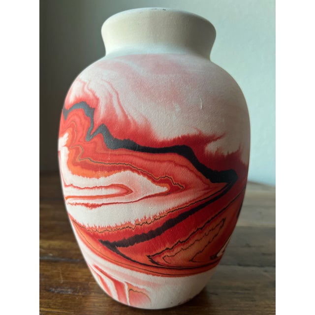 Red Nemadji Pottery Vase 7” For Sale - Image 8 of 9