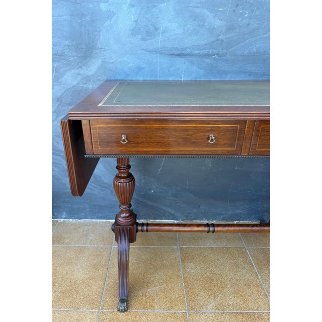 Spanish Regency Revival Drop-Leaf Writing Table with Leather Top, 1940s For Sale - Image 11 of 15