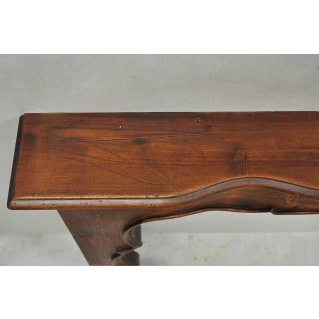 Antique Italian Provincial Carved Serpentine Scalloped Walnut Fireplace Mantel For Sale - Image 10 of 18