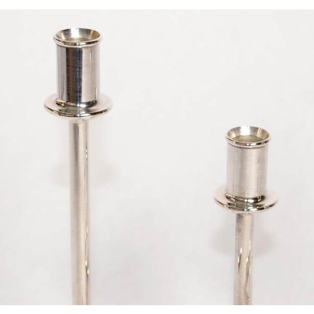 Silver Gorham Maestri 1950s Silver Plated Italian Candle Holders Bauhaus Style, Pair For Sale - Image 8 of 13