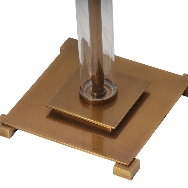 Modern Glass and Brass Adjustable Floor Lamps, a Pair For Sale - Image 9 of 9