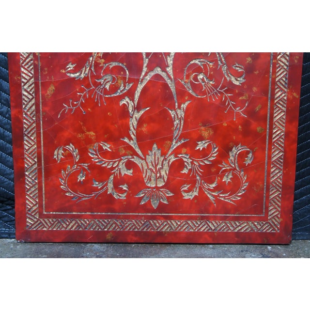 Mid 20th Century French Neoclassical Style Red Lacquer Wall Hanging Panels Gold Urns & Figures - Set of 2 For Sale - Image 6 of 12