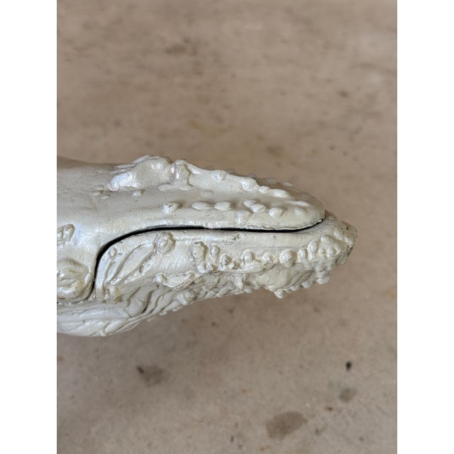 Metal Vintage Nautical Cast Metal Humpback Whale Sculpture With Original Painted Finish For Sale - Image 7 of 11