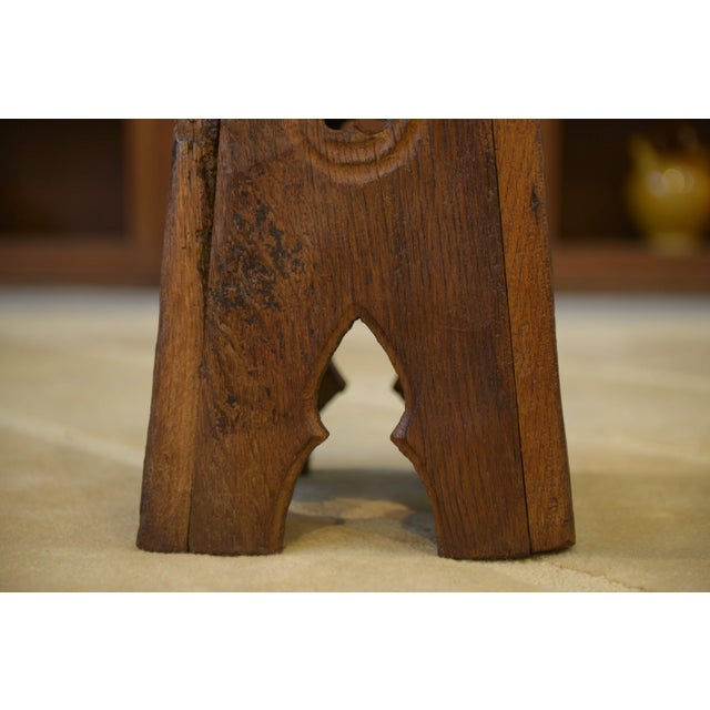 Wood Early 20th Century Brutalist Oak Stool, 1950s For Sale - Image 7 of 9