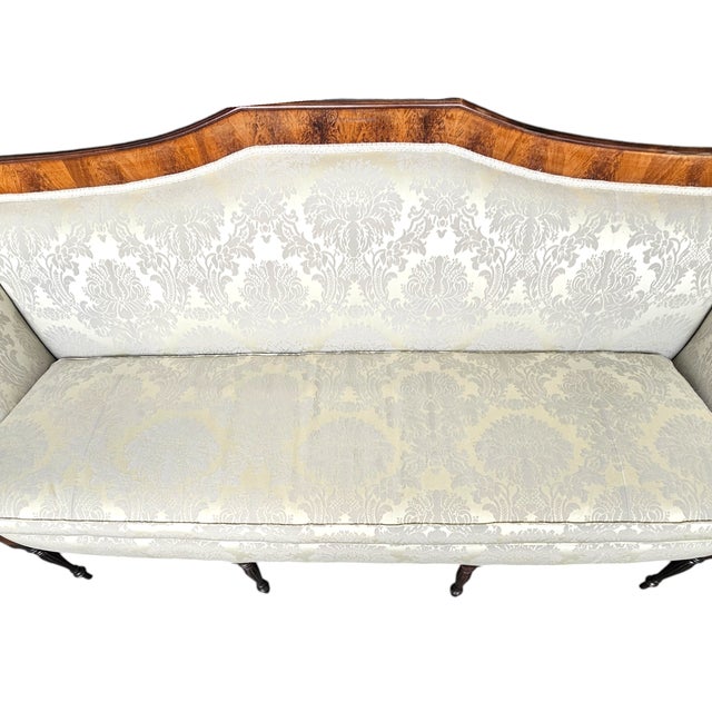 Federal Style Mahogany Inlaid Settee With Shield Back 68" For Sale - Image 9 of 17